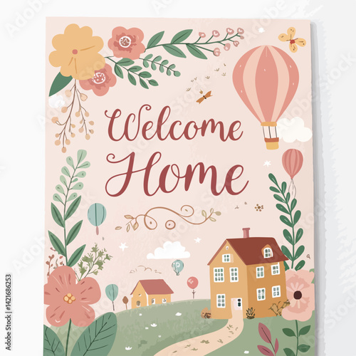 Welcome home floral greeting card
