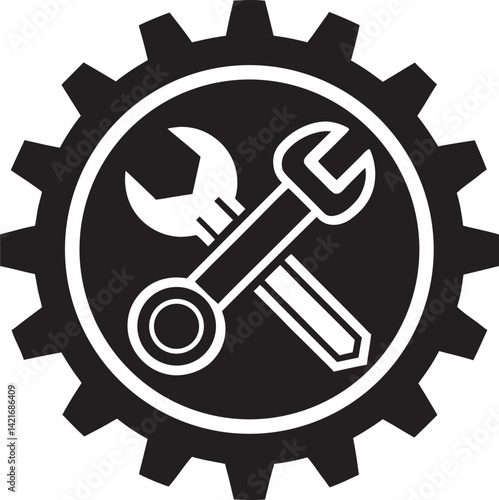 Mechanical Tools Glyph Icon on a white background- .png and eps
