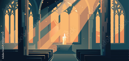 Abstract Easter Illustration Background with colorful Lines, Glory Within, Illuminated Grace in Hallowed Halls