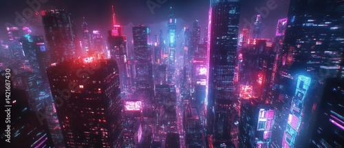 Wallpaper Mural Neon Cityscape: A Futuristic Nightscape Torontodigital.ca