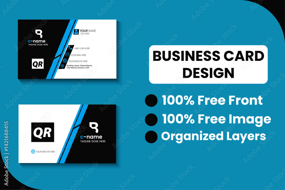 Fototapeta premium Corporate business Card Template Geometric shape concepts print design organized layout vector file.