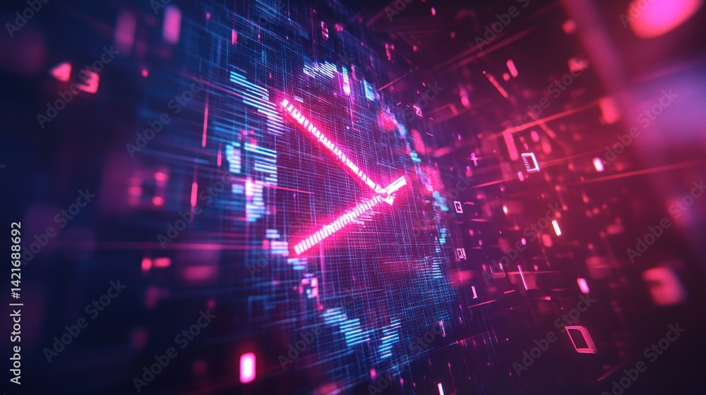 Fototapeta premium Digital clock, futuristic technology, abstract design