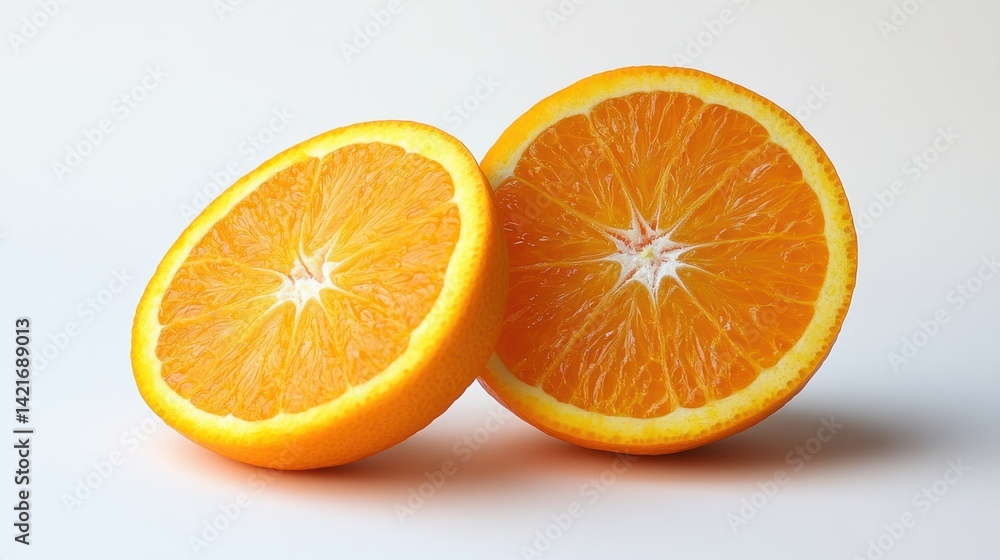 Two Halves of a Juicy Orange, Vibrant Citrus Fruit, Delicious and Refreshing. Two Halves of a Juicy Orange, Vibrant Citrus Fruit, Delicious and Refreshing.