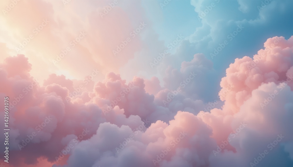 Beautiful sunrise over soft pink and blue clouds nature scene tranquil sky serene environment aerial view dreamy concept for peaceful reflection Beautiful sunrise over soft pink and blue clouds nature scene tranquil sky serene environment aerial view dreamy concept for peaceful reflection