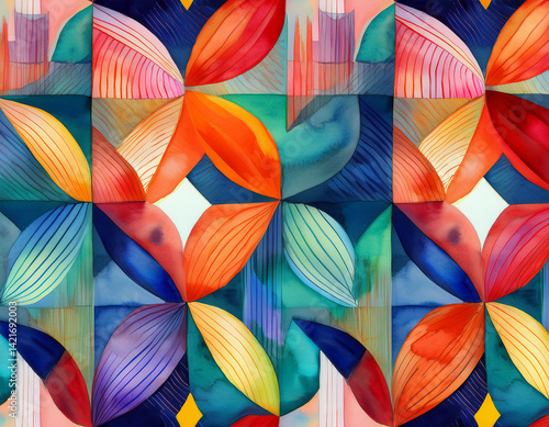 seamless pattern with colorful leaves