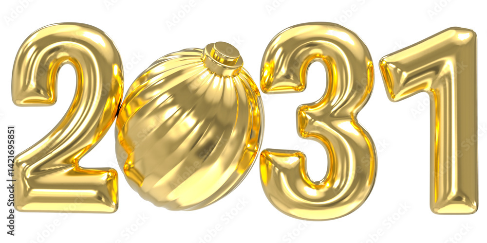 Happy New Year, Number 2031 Gold 3d Render Happy New Year, Number 2031 Gold 3d Render