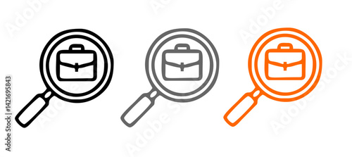 Search job vacancy icon in flat style. Loupe career vector illustration on white isolated background. Find people employer business concept.