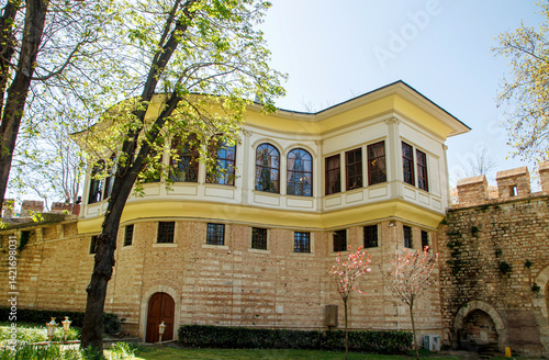 view of historical alay kiosk in the gulhane park in istanbul