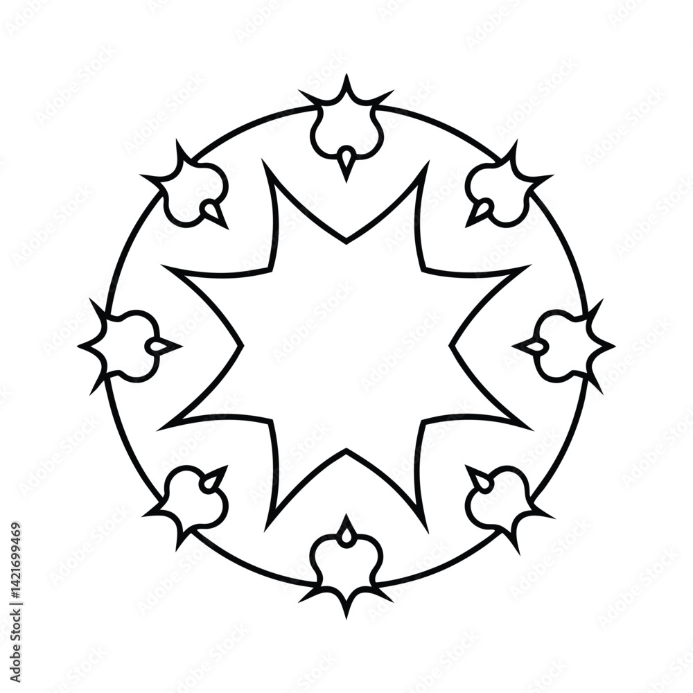 mystical floral sunburst ornament in thin line style mystical floral sunburst ornament in thin line style