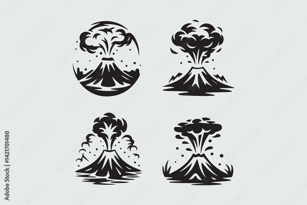 Fototapeta premium volcano eruption lava illustration vector