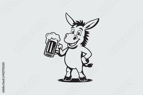 donkey beer illustration vector