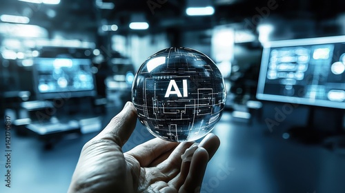 Exploring ai innovations in technology hub digital sphere futuristic environment close-up view conceptual insight