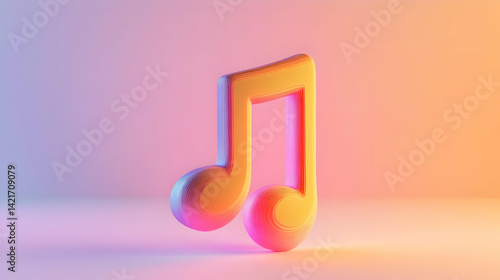 Eighth Music Note 3D Render in Pink Orange Gradient