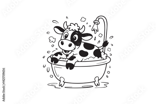 cow bathtub illustration vector