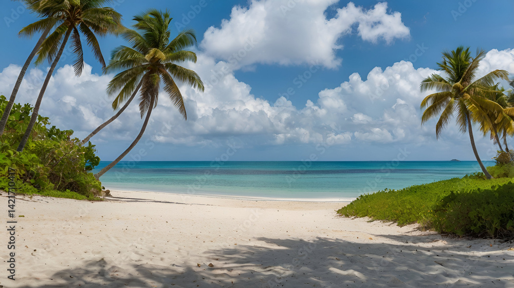 Fototapeta premium tropical beach with palm trees