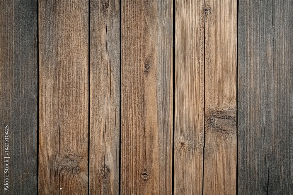 Fototapeta premium Rustic Wooden Plank Texture Vertical Composition, Brown and Gray Tones, Natural Wood Background Wood Texture, Wooden Background