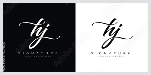 HJ Initial handwriting logo vector template