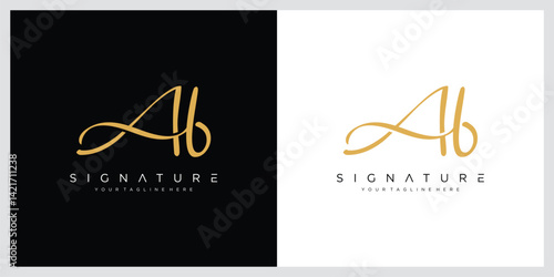 AB initial signature logo template vector