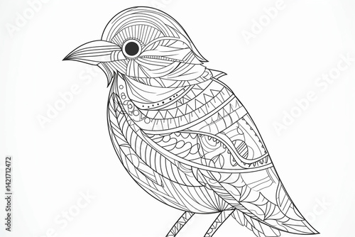 Adorable Cartoon Bird Line Art – For Kids' Coloring Pages & Art Projects