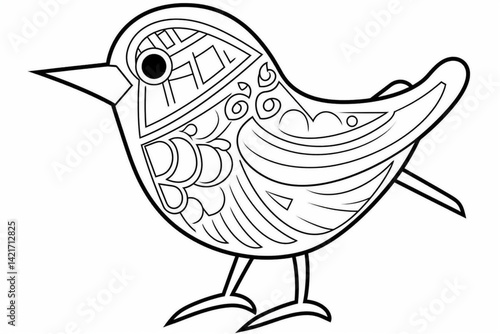 Adorable Cartoon Bird Line Art – For Kids' Coloring Pages & Art Projects