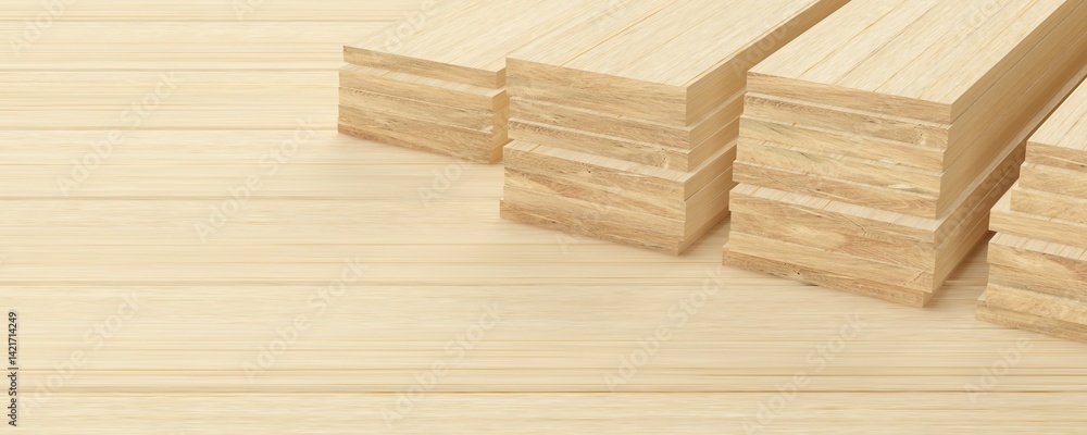 Stacks of wooden planks on wood background, construction material industry or timber material concept with copy space Stacks of wooden planks on wood background, construction material industry or timber material concept with copy space