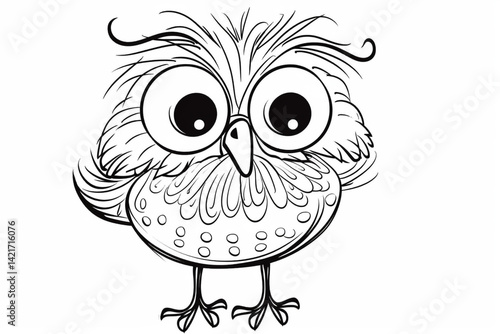 Adorable Cartoon Bird Line Art – For Kids' Coloring Pages & Art Projects