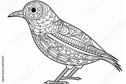 Adorable Cartoon Bird Line Art – For Kids' Coloring Pages & Art Projects
