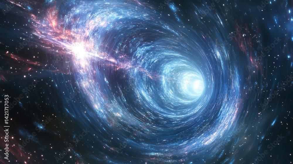 Fototapeta premium Stunning Visual of a Cosmic Whirlpool with Bright Stars and Colorful Nebulae in Deep Space