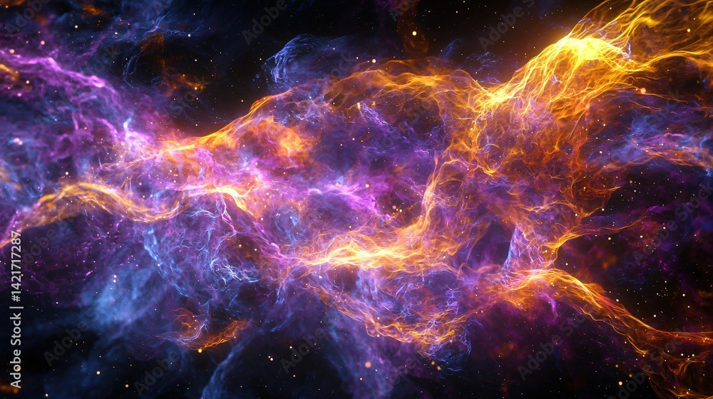 Stunning nebula infused with aurora-like plasma flows exhibiting brilliant colors against a cosmic backdrop in space Stunning nebula infused with aurora-like plasma flows exhibiting brilliant colors against a cosmic backdrop in space