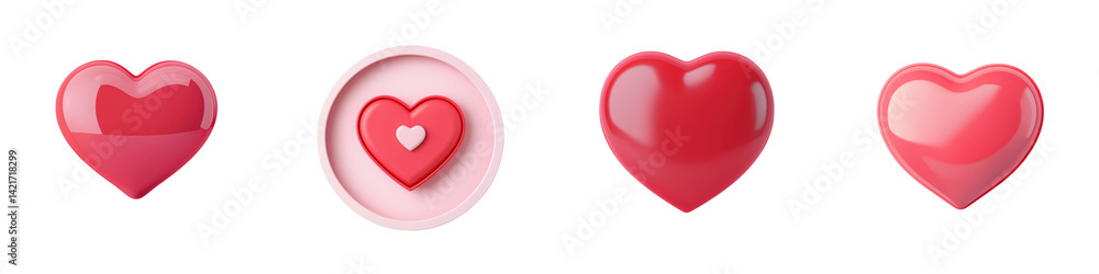 Fototapeta premium Vibrant 3D Heart-Shaped Bubble Icon with Notification