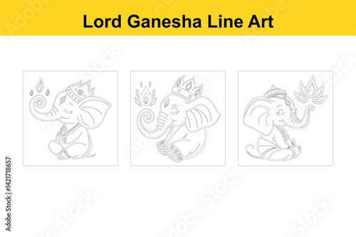 Lord Ganesha Diwali Symbol Isolated on White Background