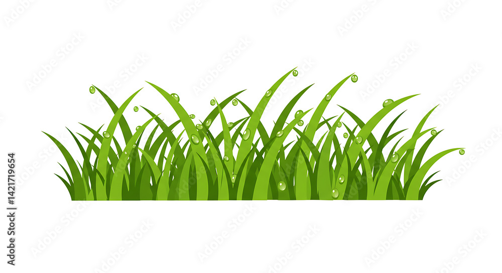 Fototapeta premium Vibrant Green Grass Illustration Lush Meadow Clipart for Design Projects