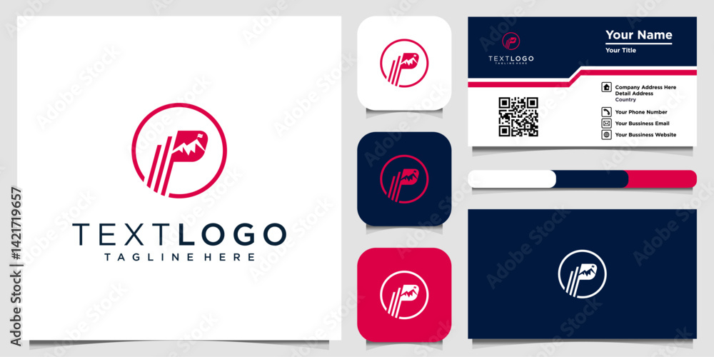Professional brand identity design featuring mountain-inspired initial logo and business cards Professional brand identity design featuring mountain-inspired initial logo and business cards