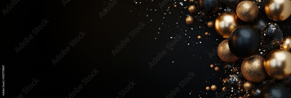 Fototapeta premium Black and Gold Abstract Christmas Balls