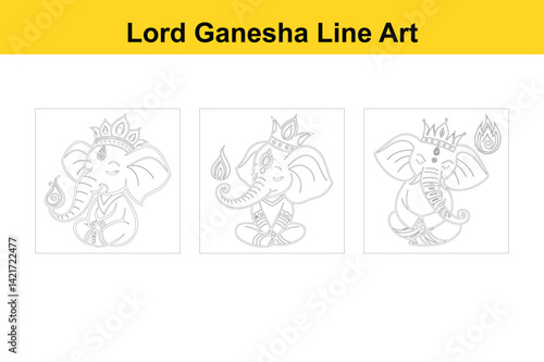 Lord Ganesha Diwali Symbol Isolated on White Background