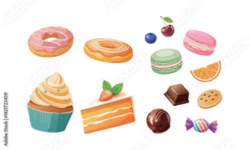 色々なスイーツのイラストセット