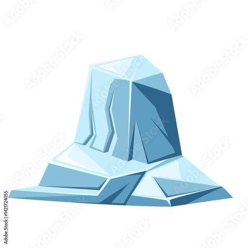 Iceberg, cartoon rock of ice and snow. Blue icy glacier berg floating in ocean or sea of North, polar cold winter and ecology mascot. Cartoon crystal iceberg from frozen water vector illustration