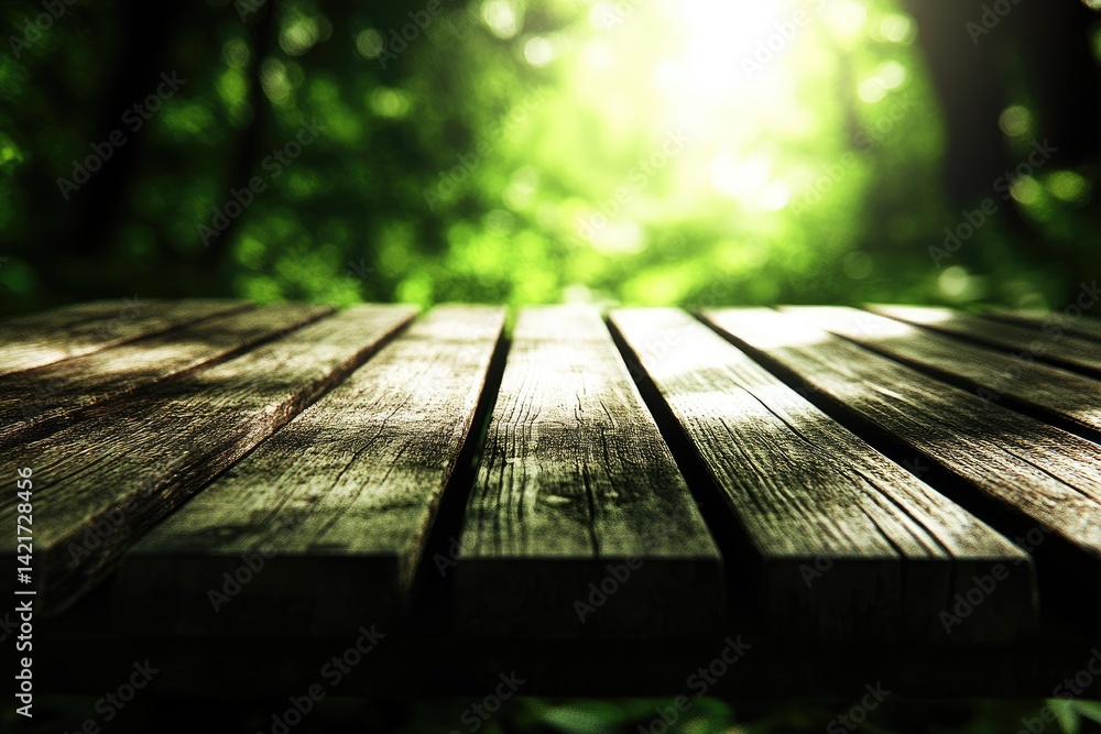 Fototapeta premium Wooden table in forest