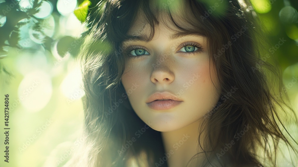Fototapeta premium Radiant young woman in natural light.