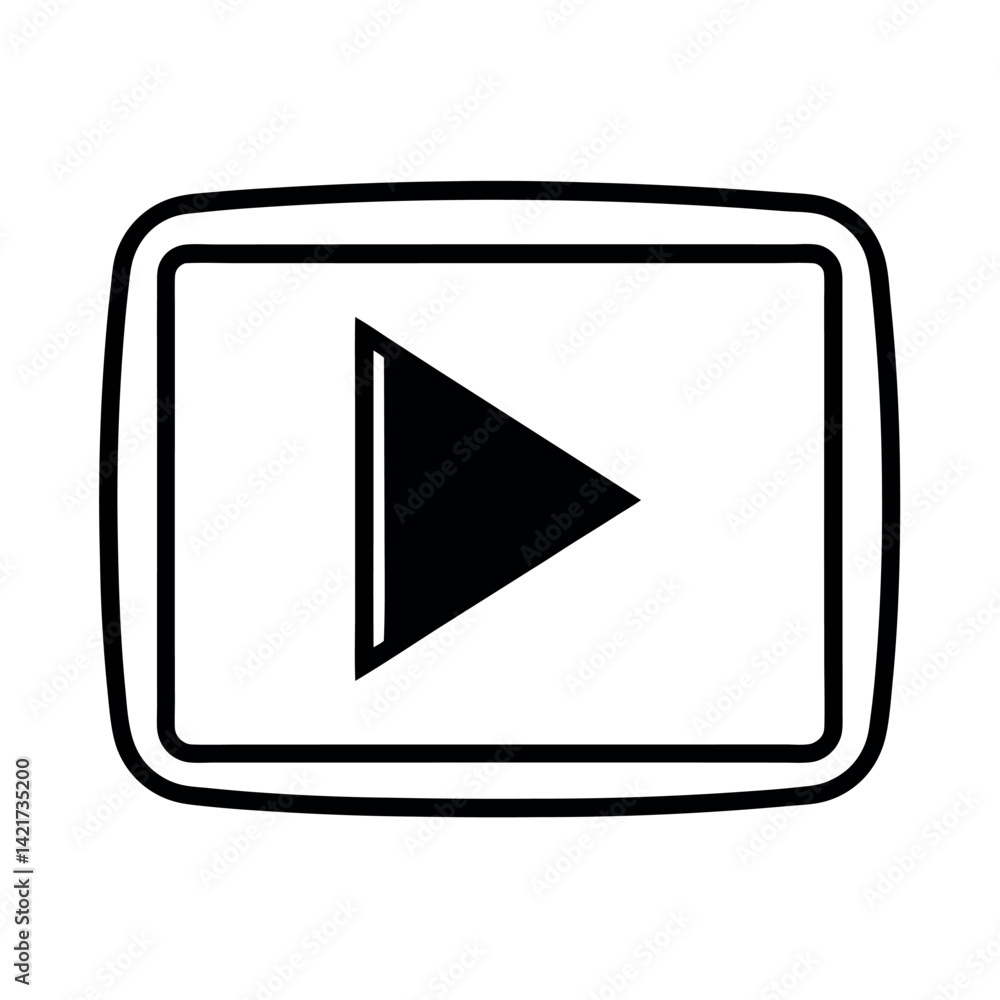 Play Button Icon, Flat Style, Video Player Play Button Icon, Flat Style, Video Player
