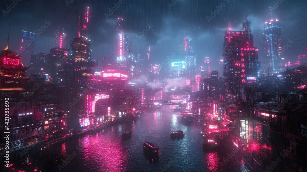 Neon Cityscape: Cyberpunk Metropolis at Night Neon Cityscape: Cyberpunk Metropolis at Night
