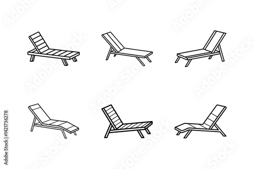 poolside lounger line art vector illustration