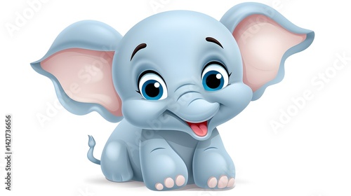 Cheerful and endearing elephant displaying a joyful smile in a vector illustration
