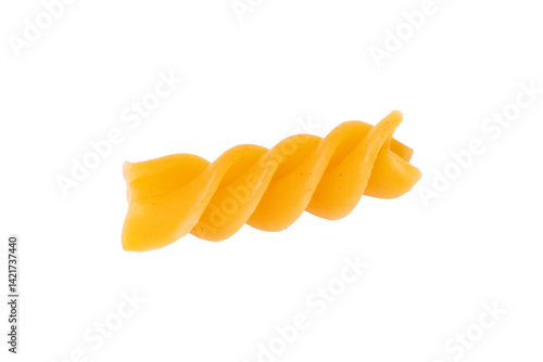 Single Dry Fusilli Pasta with Transparent Background
