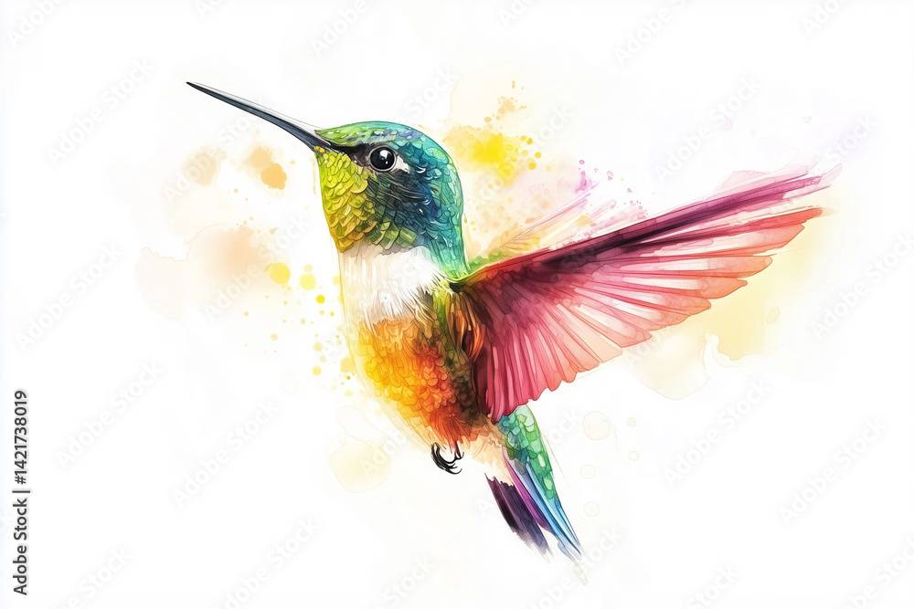 Fototapeta premium watercolor hummingbird tattoo on shoulder blade