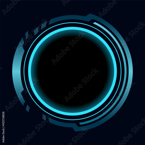 Obraz na płótnie Hud round frame or border, sci fi circular neon element for digital ui game interface. Futuristic data UI display button. Vector radar for aim control target and navigation w salonie