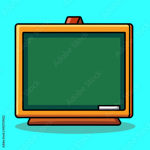 Cartoon illustration of a green chalkboard with a piece of chalk