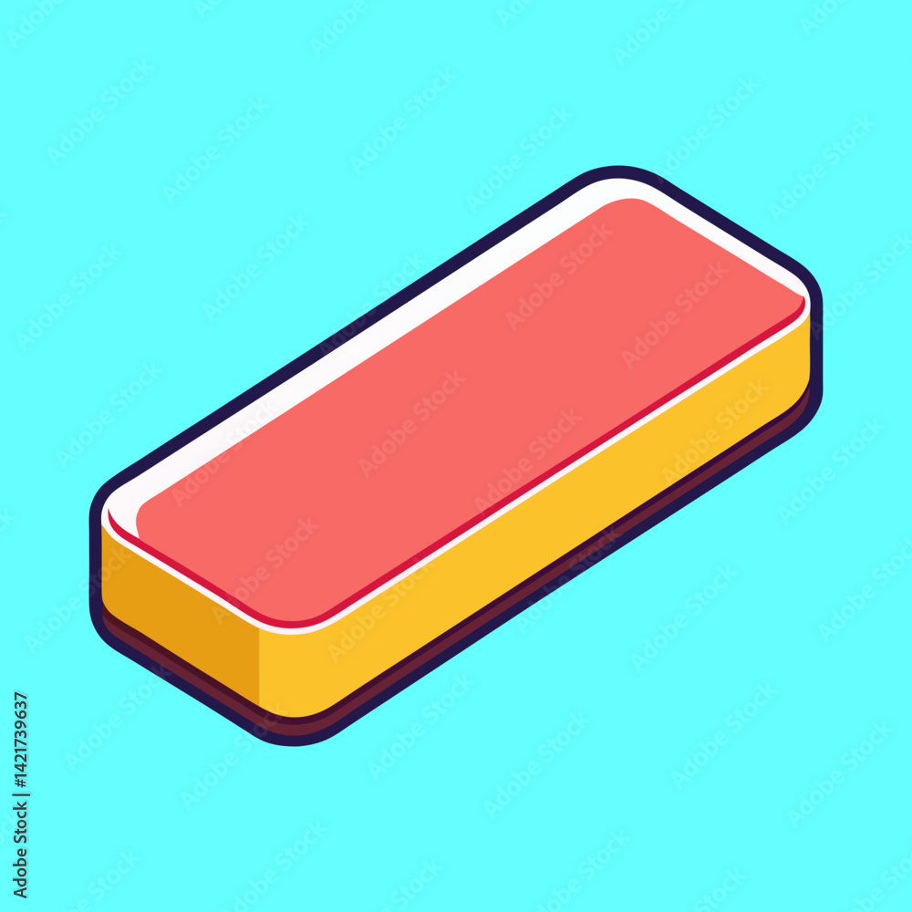 Isometric rectangle with rounded edges and layered colors, set on cyan backdrop Isometric rectangle with rounded edges and layered colors, set on cyan backdrop