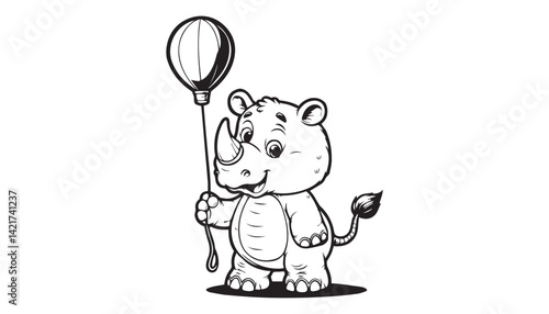 Vector illustration of cartoon animal black and white drawing For children to learn to color according to the picture.