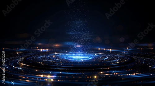 a circular blue light with a star in the middle